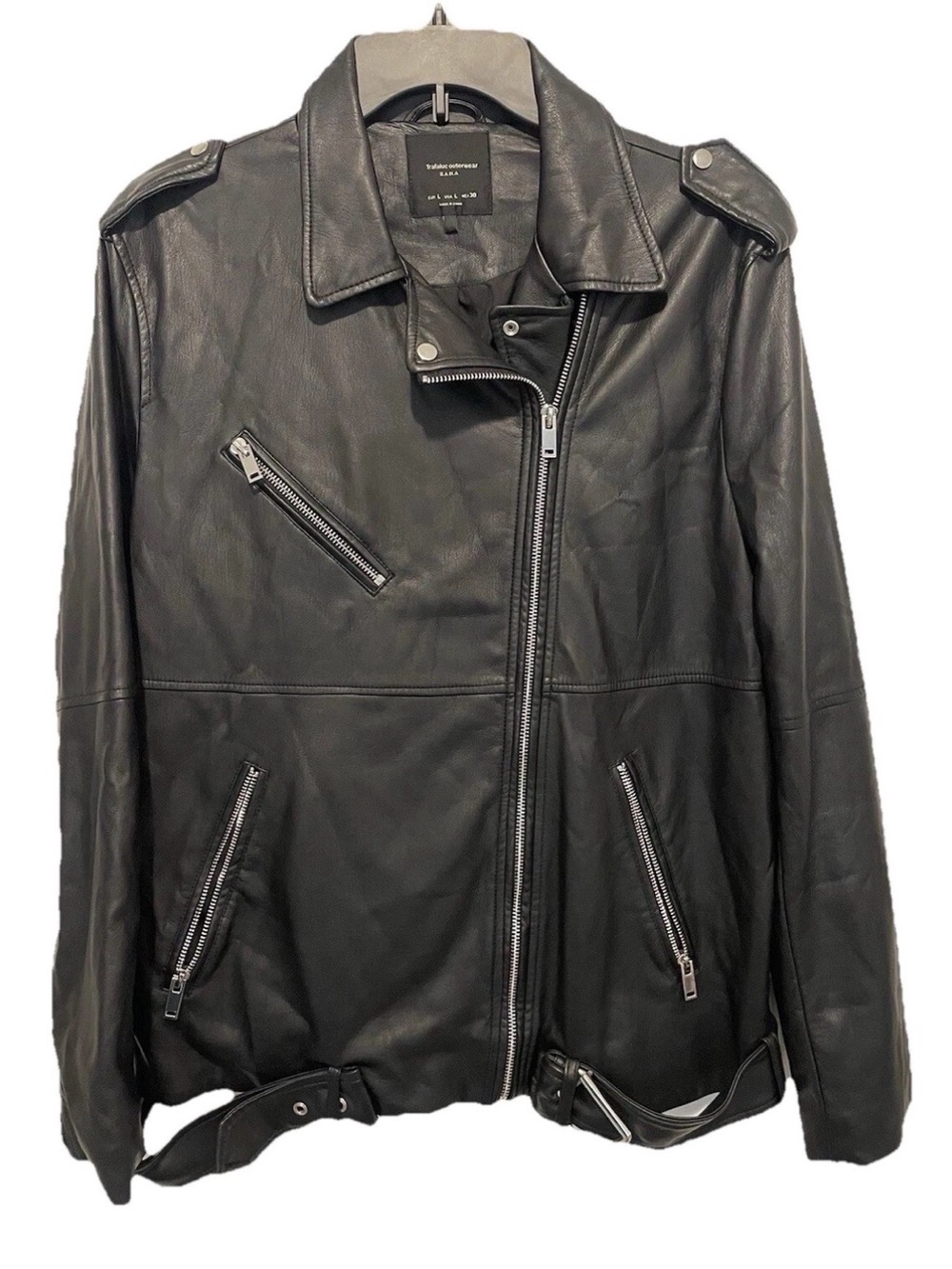 ZARA Trafaluc Outerwear Size Large Faux Leather Jacket Moto Biker